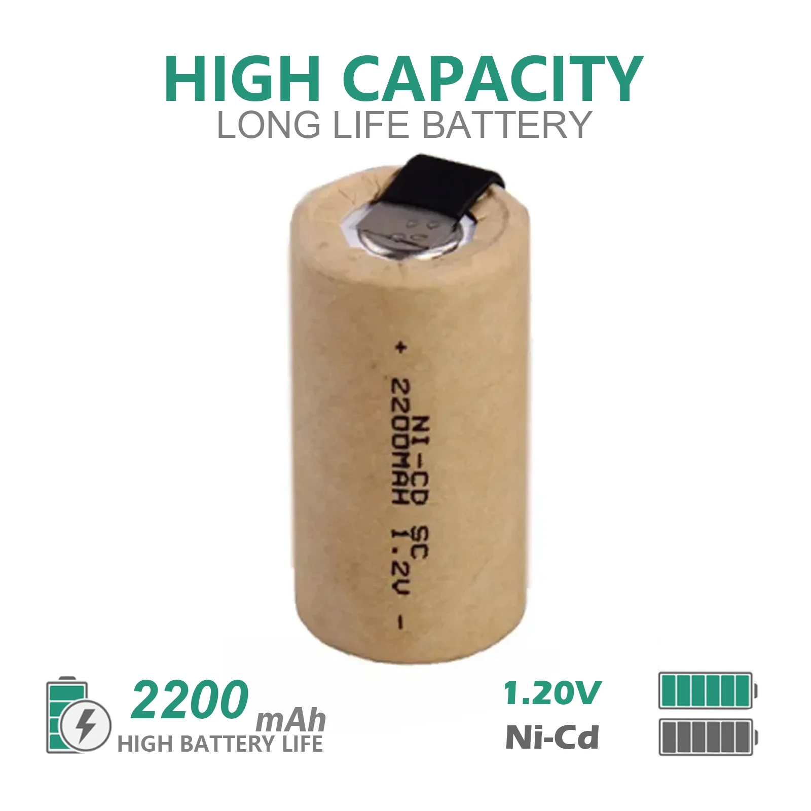 

2200mAh 1.2V Screwdriver Electric Drill SC Batteries Sub C Ni-Cd Rechargeable Battey With Tab Power Tool NiCd SUBC Cells