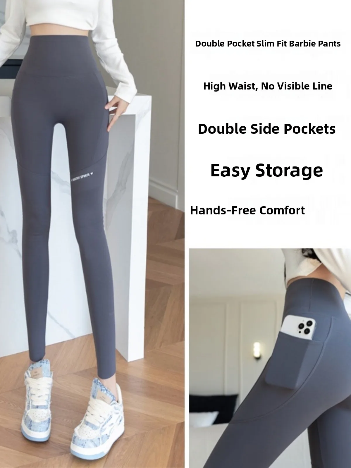 

Fitn Yoga Pants Women's Spring Autumn Winter Summer Thin ket arkskin Lined Base Layer Sports Bot Casual Nine-Piece