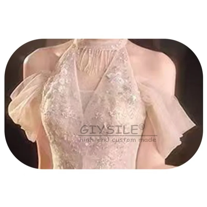 GIYSILE Aangepaste Avondjurk Mode Champagne Vrouwelijke 2025 Nieuwe Luxe Hangende Hals Pailletten Kwastje Temperament Feestjurken