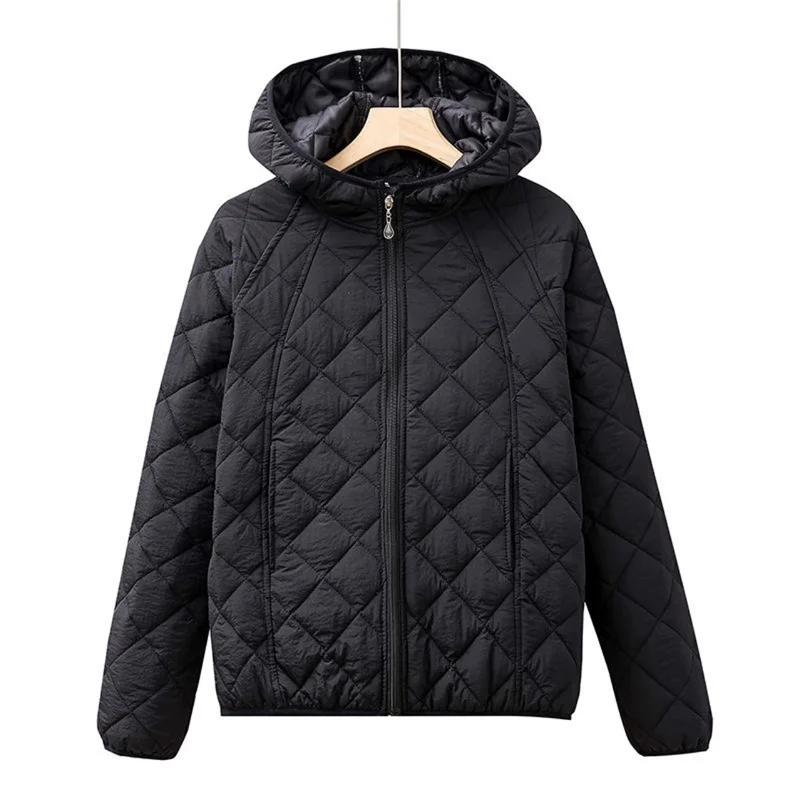 Light Thin Cotton-padded Clothes Women's Short Coat Spring Autumn Loose Hooded Warm Jacket Lady Casual Tops Quilted Outerwear