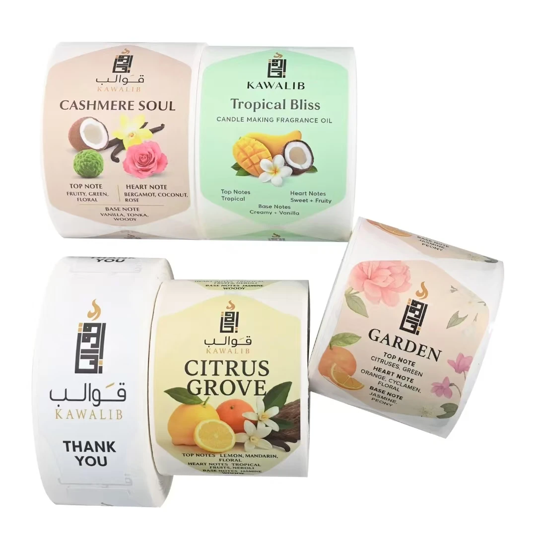 

Custom scented candle labels, self-adhesive stickers, custom perfume and essential oil waterproof gold foil packaging labels.