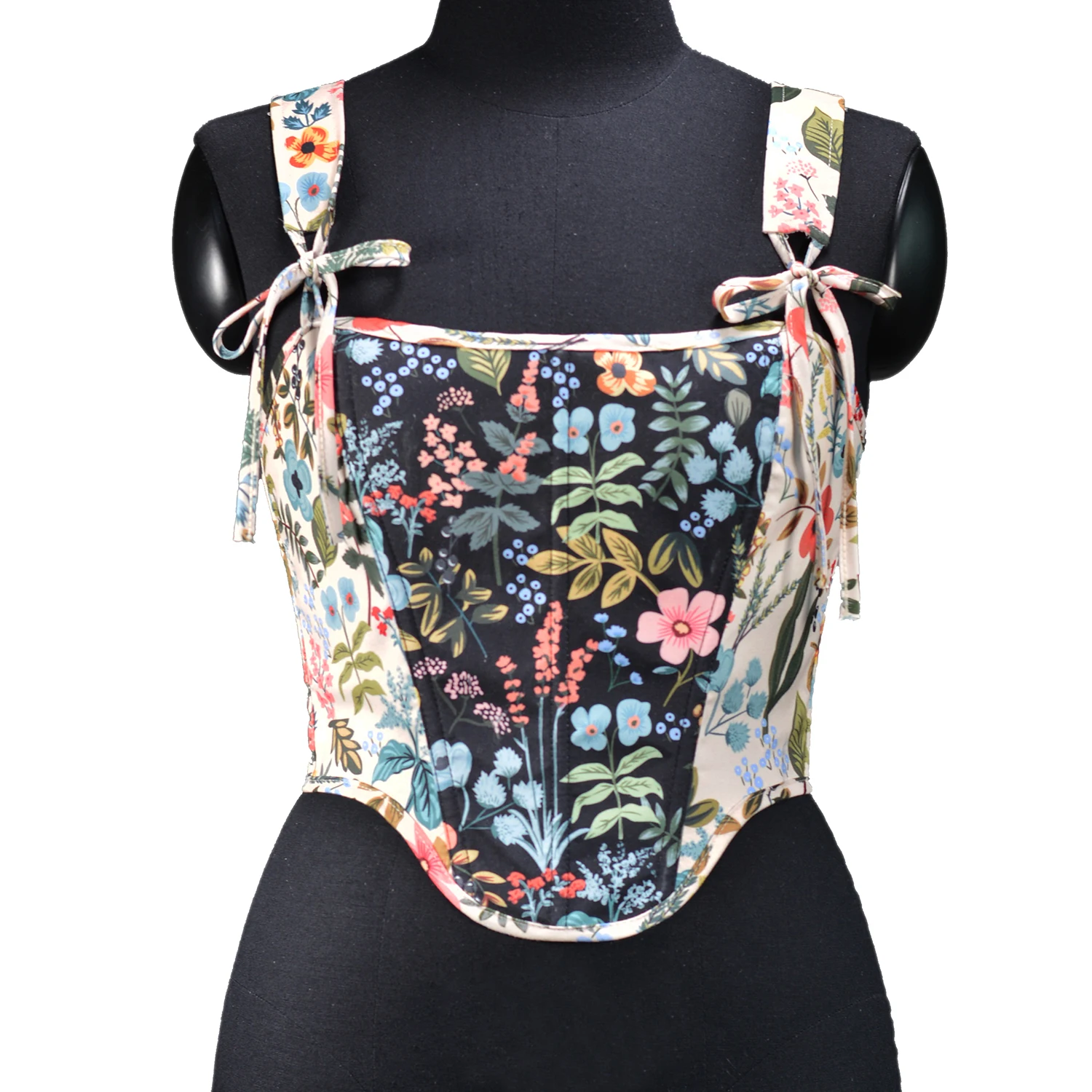 Women Clothing Going Out Cropped Top Lace Up Floral Print Vest Tank Women Corset