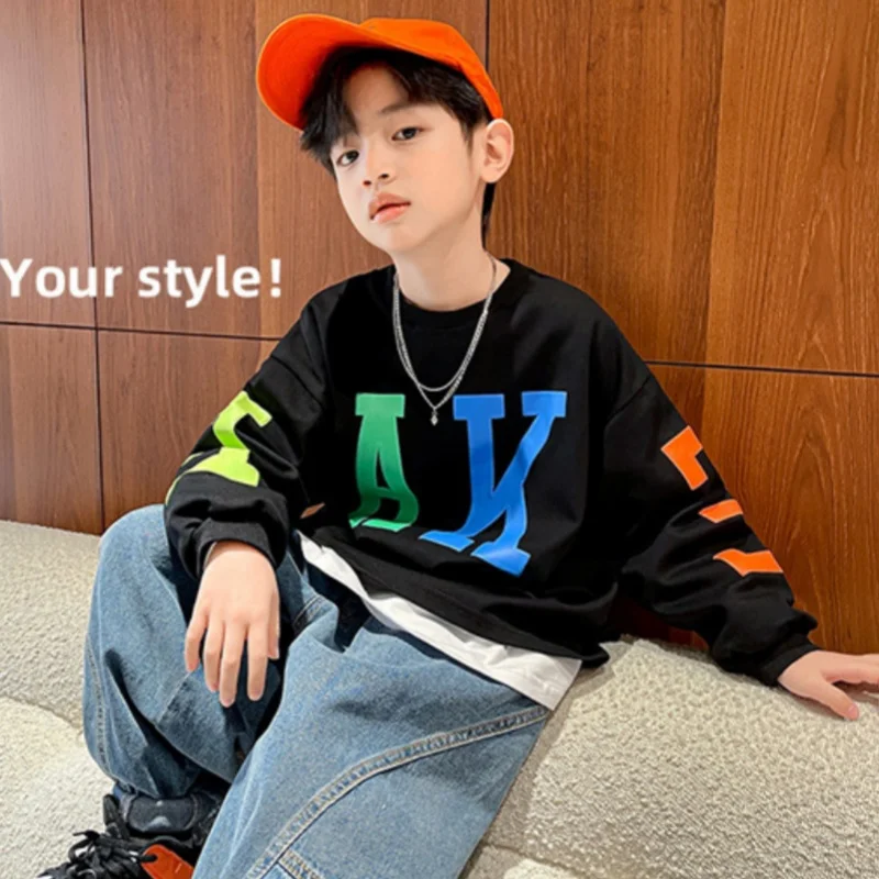 

Boys Hoodies Sweatshirts Cotton Tops Outwear 2024 Cute Spring Autumn Kids Christmas Gift Teenagers Children's Clothing