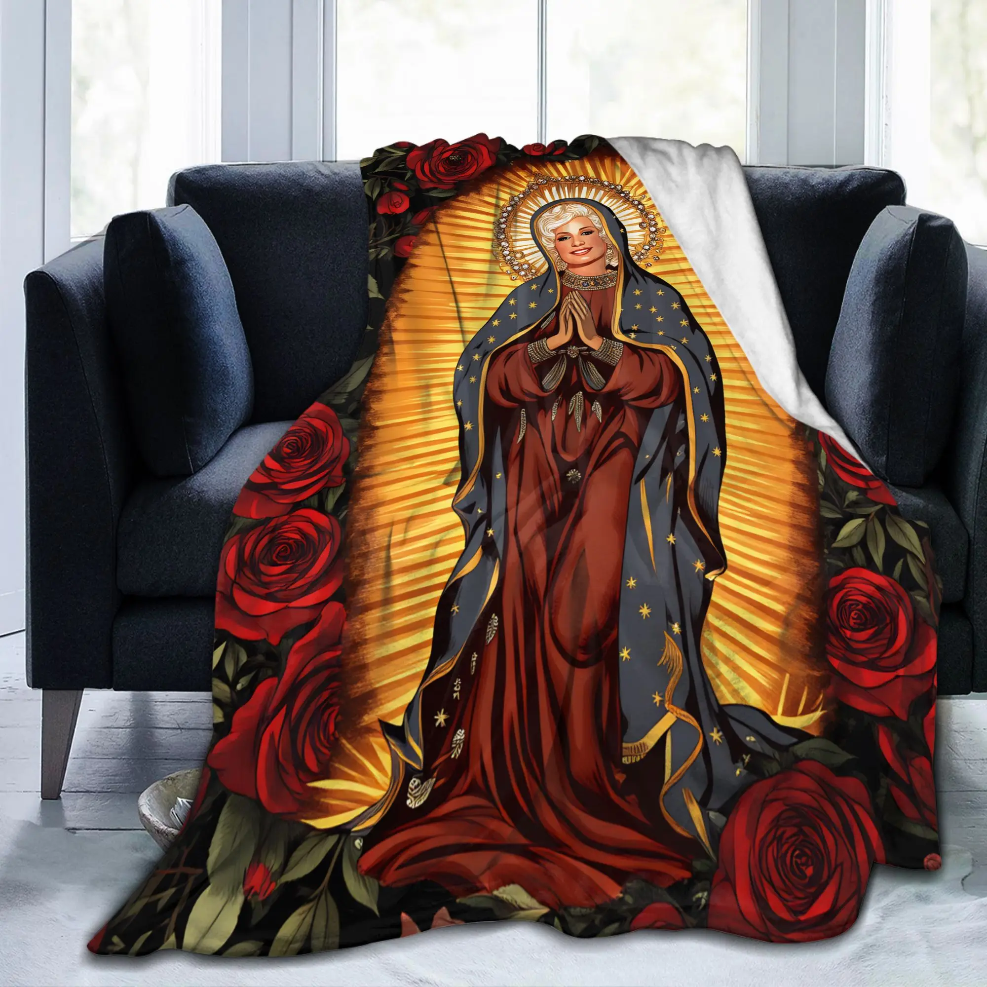 Saint D-Dollys of Guadalupe Singer Knitted Blankets Flannel Music Super Warm Throw Blankets for Airplane Travel Bed Rug