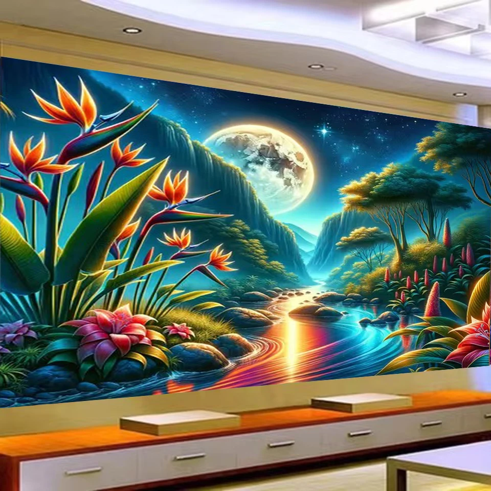 5D DIY large diamond painting nature forest landscape landscape reflection wall art full diamond embroidery home decoration