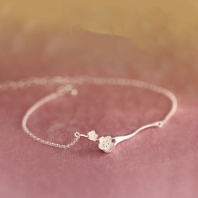 Exquisite Branch Flower Bracelet For Lady Hand Accessories New Arrival Silver 925 Sterling Chain Bracelet Female Jewelry