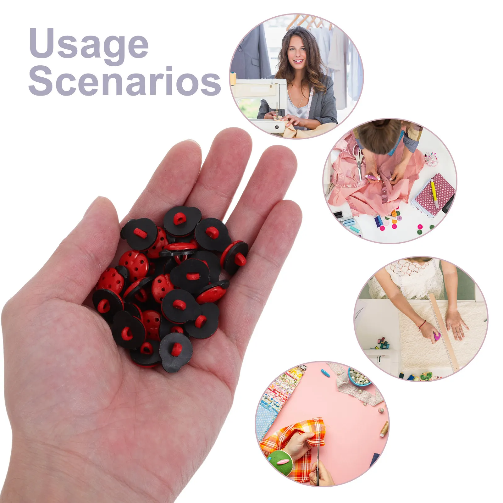 

100Pcs Ladybug Buttons: Cute Insect Craft Embellishments for Sewing Clothes DIY Scrapbooking Kids Fashion Decorative Plastic