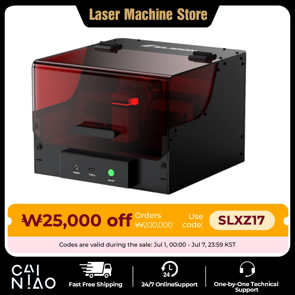 Grabadora láser ELIDOR M1, máquina de grabado y corte de escritorio cerrada CNC de diodo con protección de seguridad para marcado de logos DIY