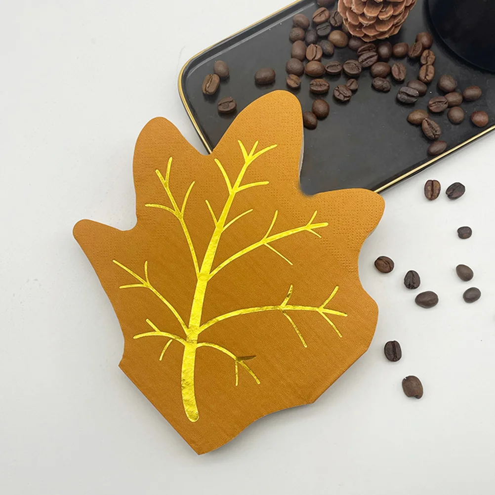 Colorful Maple Leaf Napkins Fall Dinner Portable Printing Shape Paper for Bathroom Modeling