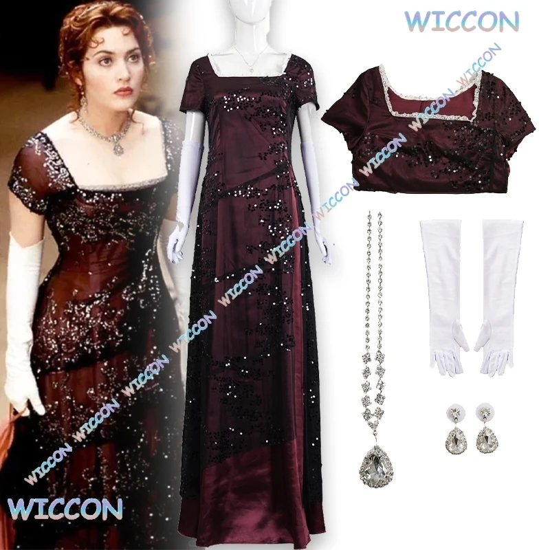 

[PandaRich] Вечернее платье Торжественное платье Айсберг Тонущая роза Вечернее платье Косплей Костюм Винтажное бальное платье Реконструкционный наряд Привет