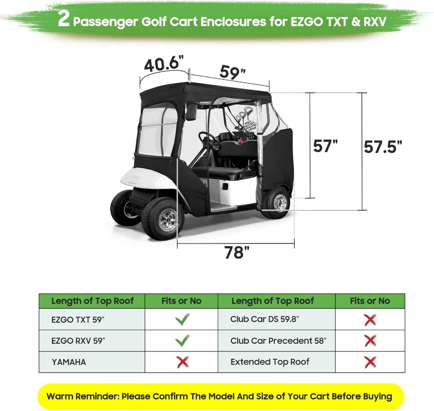 حاوية عربة الجولف 2 راكب لـ EZGO TXT، غطاء تخزين عربة الجولف المحمول المقاوم للماء #3