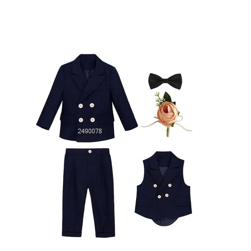 Flower Boys Wedding Suit Children Photography Dress Kids Stage Performance Formal Blazer Suit Baby Birthday Ceremony Costume