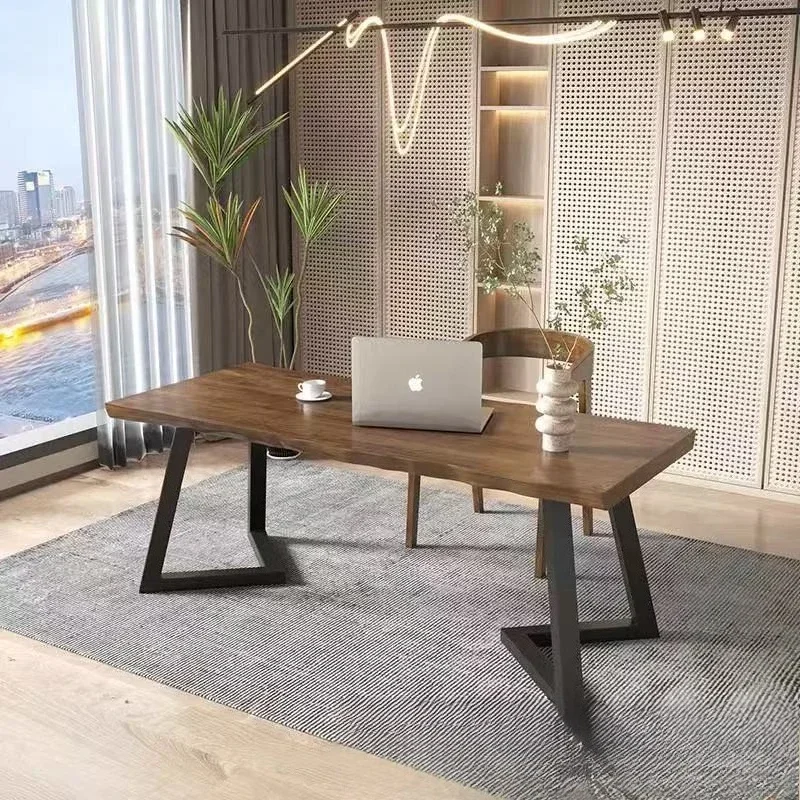 Solid wood desk Home  Simple modern long table Workbench Bedroom writing  Desktop computer