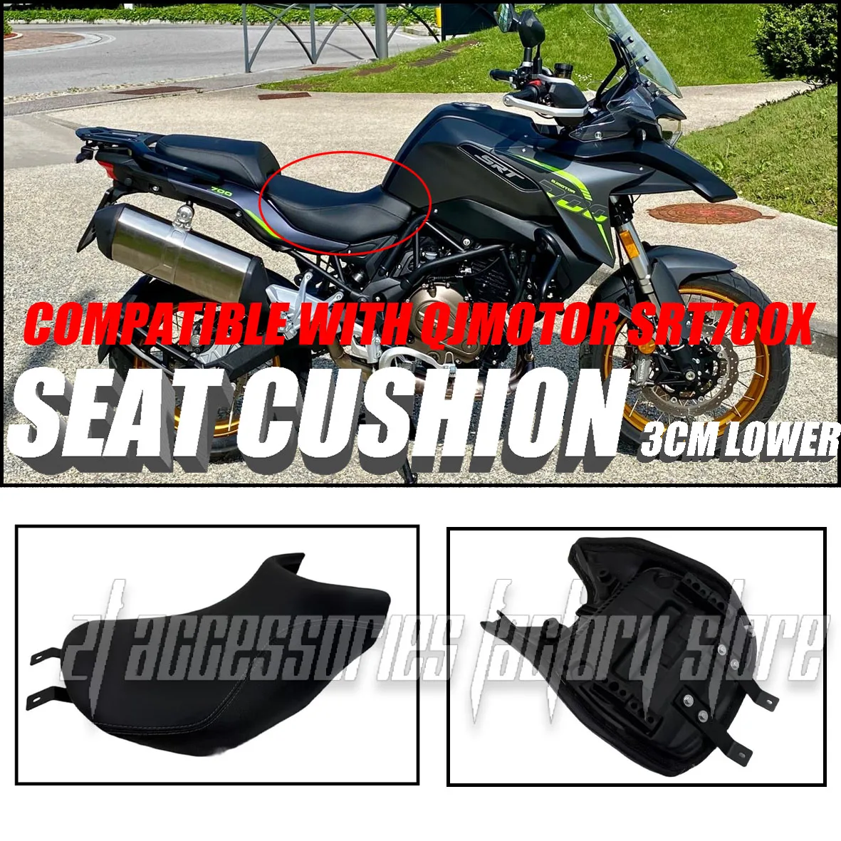 

Новое обновленное сиденье для мотоциклов QJMotor SRT700Xr с более комфортным дизайном длиной 3 см.