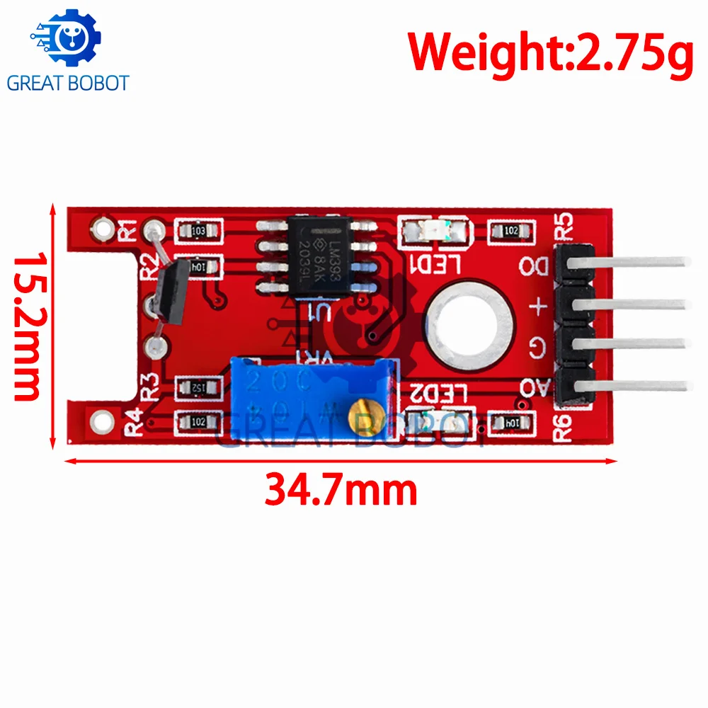 BS Smart Electronics KY-024 4Pin Linear Magnetic Hall Switch Speed Counting Sensor Module for Arduino