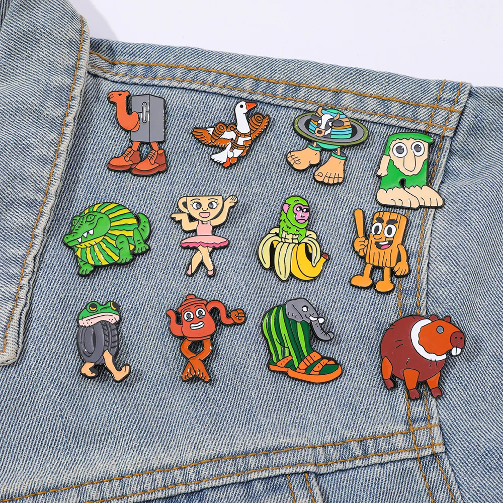 Animal Brooch Cartoon Cute Tire Watermelon Elephant Monkey Metal Badge Small Gift Wholesale Lapel Pins for Backpacks Cap Pin