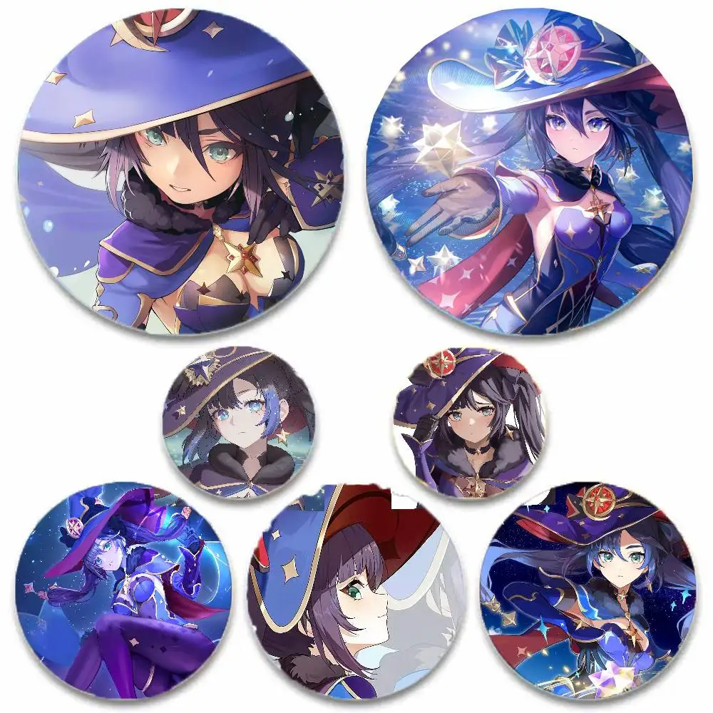 Pin de dibujos animados de Mona de Genshin Impact, broche de anime para mochila, ropa, accesorios coleccionables, regalo de joyería para amigos