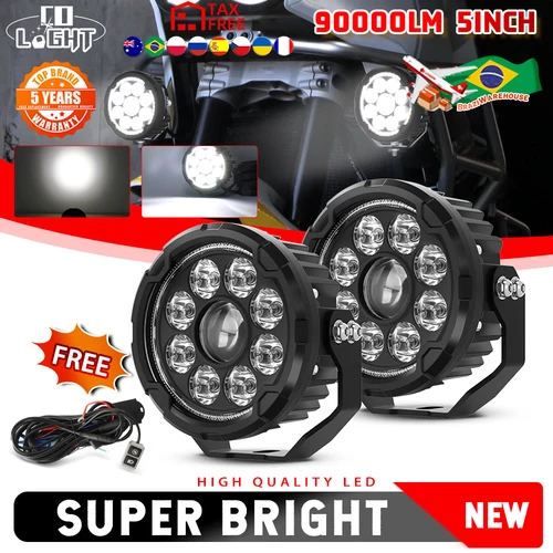 CO LIGHT 오토바이 LED 원형 오프로드 작업등, 운전 조명, 오토바이 SUV ATV 트럭 보트용 보조 조명, 12V, 5 인치