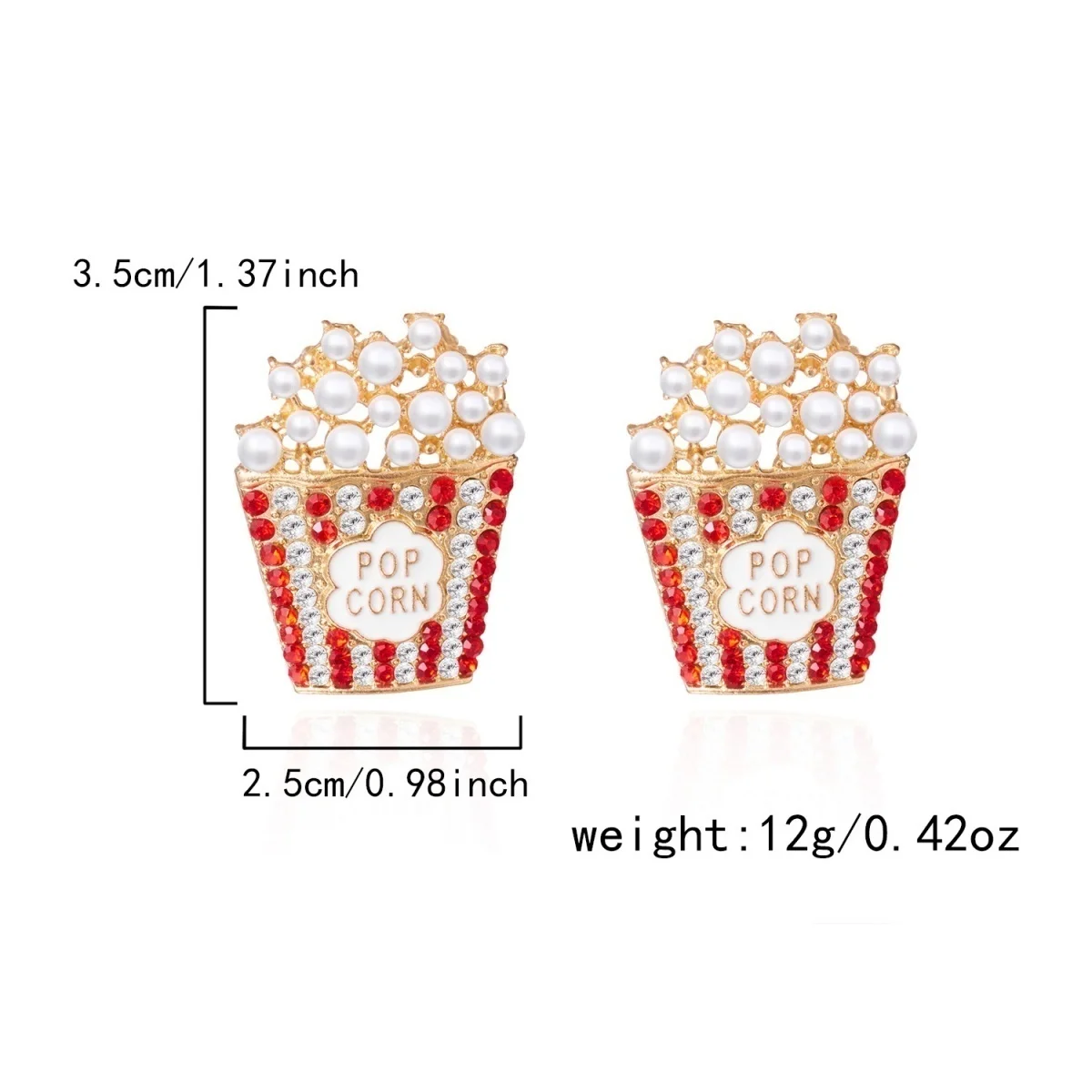 Weihnachtliche rote Strass-Ohrringe mit simulierten Perlen in Popcorn-Form für Damen, kreative Weihnachts-Popcorn-Ohrringe, Neujahrsparty-Schmuck. – Detail 31