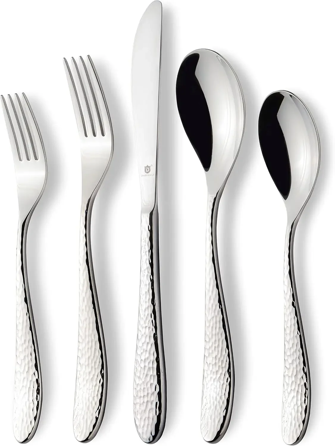 Hammered Silverware Set | Premium 18/10 Stainless Steel Flatware Service for 12 | Heavy-Duty & Dishwasher Safe | Built to Last (