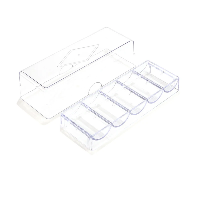 Transparente Acrílico Fine Chips Poker Box, Gambling Chips Storage Case com Capas, Coin Collection Holder Boxes