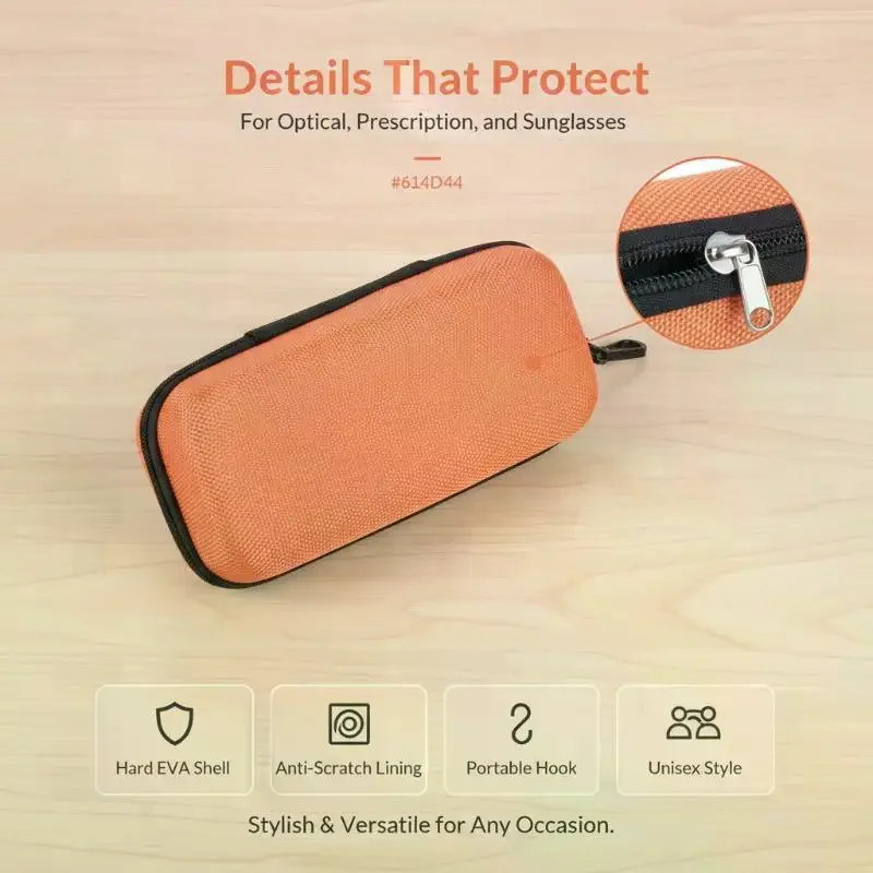Protective Hard Shell Double Compartment Glasses Storage: Shockproof Portable Car Zipper Double Lens Case
