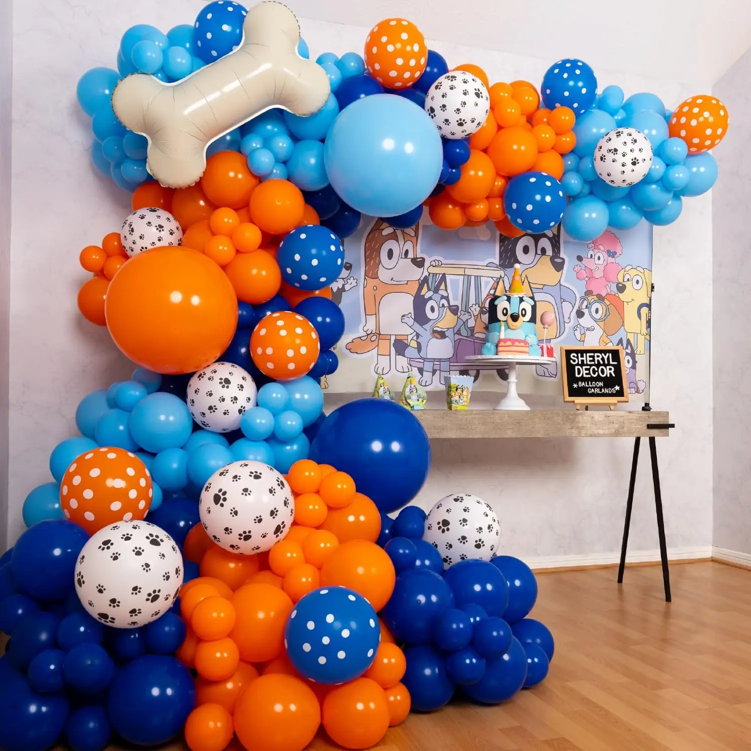 228PCS Bluey Balloons Arch Garland Kit With Dog Paw Print Latex Globos for Boy or Girl Birthday Party Decoration Supplies