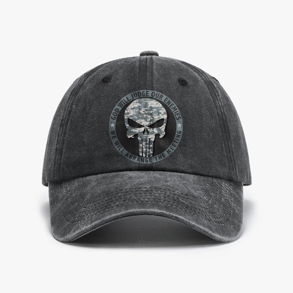 

GOD WILL JUDGE OUR ENEMIES WE WILL ARRANGE THE MEETING Baseball Cap Vintage Soft top denim caps Unisex Snapback hats