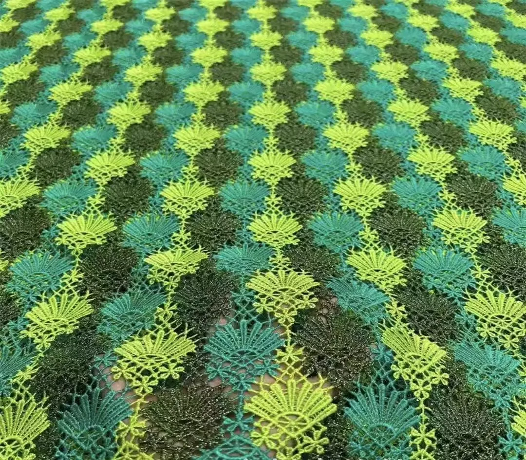 1yard Heavy Industry Splicing Hollow Water soluble Fan shaped Milk Silk fabric Dress and wedding cheongsam fabric for patchwork