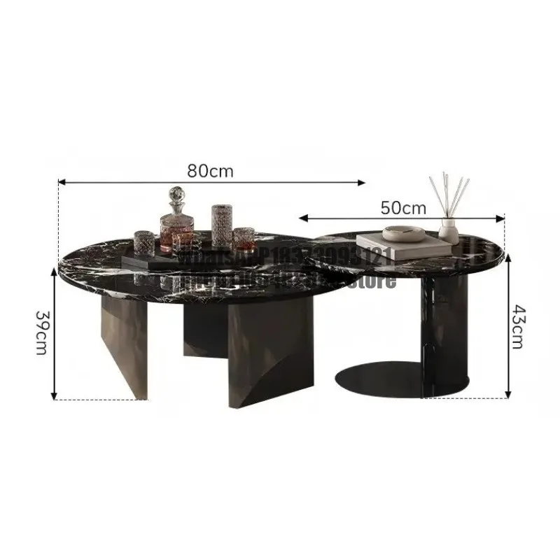 Italian Luxury Marble Coffee Table Black Rose Gold Round 2025 Wabi Sabi Living Room Set Minimalist Modern Center Table Decor