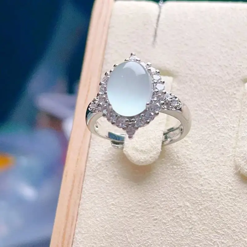 Luxurious Inlaid Jadeite -Shaped Ring With-And Moist Texture, 10X8X8.5Mm
