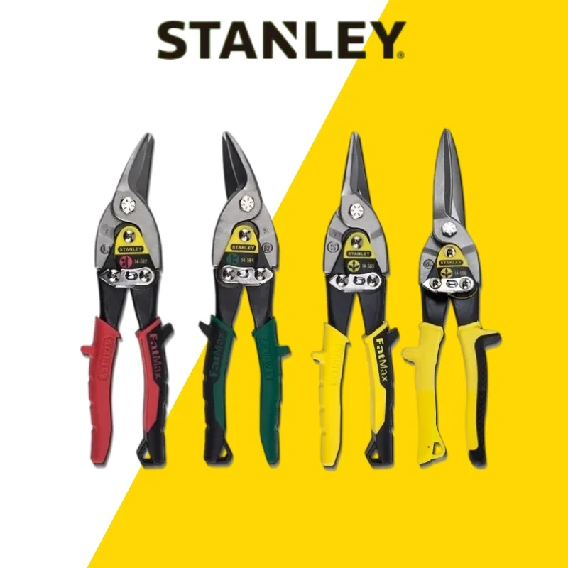 Stanley Aviation Snips, Straight & Curved, Extended Metal Sheet Snips, Stainless Steel Keel Scissors, Cr-V Forged Hardware Snips