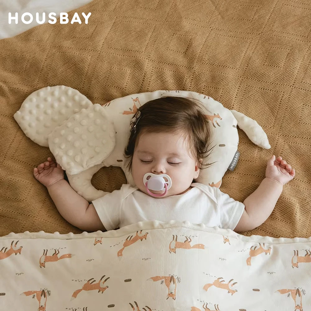 

100% Cotton Elephant Comfort Pillow Newborn Companion Doll Soft Short Fiber Can Be Chewed A Godsend For Babies Aged 0-36M