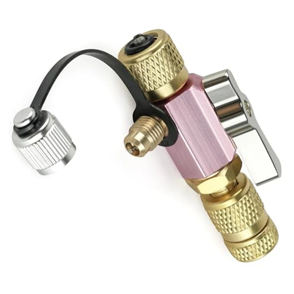 أداة HVAC لأنظمة R410A 5/16 أنثى مضيئة إلى 14 ذكر صمام مضيئة أداة إزالة الصواميل الأساسية مع منفذ قياس الفراغ وختم حلقة O