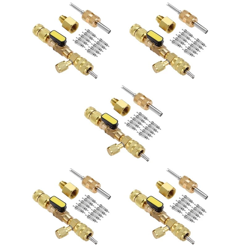 5X R410A R22 Valve Core Remover Installer Tool With Dual Size SAE 1/4 & 5/16 Port For R404A R407C R134A R12 HVAC System