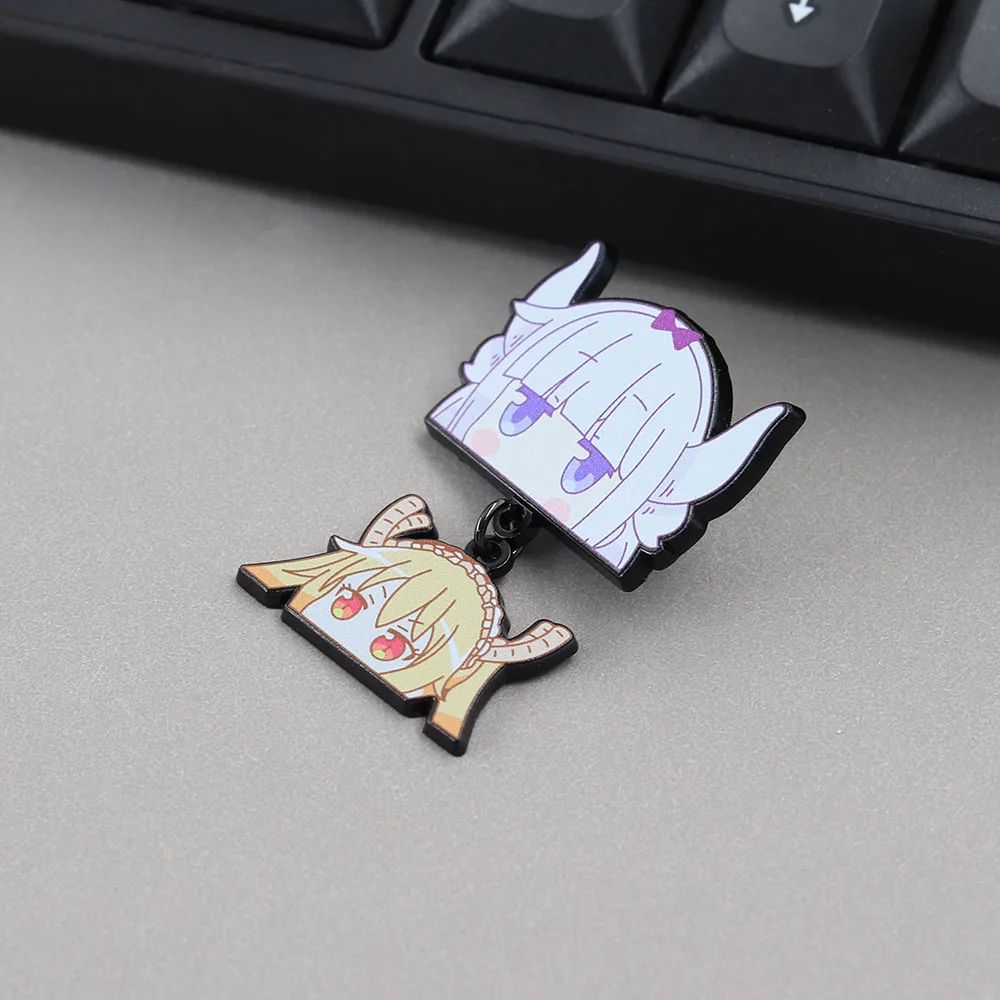Klassischer Anime-Drachen-Dienstmädchen-Charakter-Anstecker, süße Kanna Kamui mit hängenden Tohru-Broschen, Kawaii-Emaille-Pin, Rucksack-Dekoration, Geschenk – Detail 5
