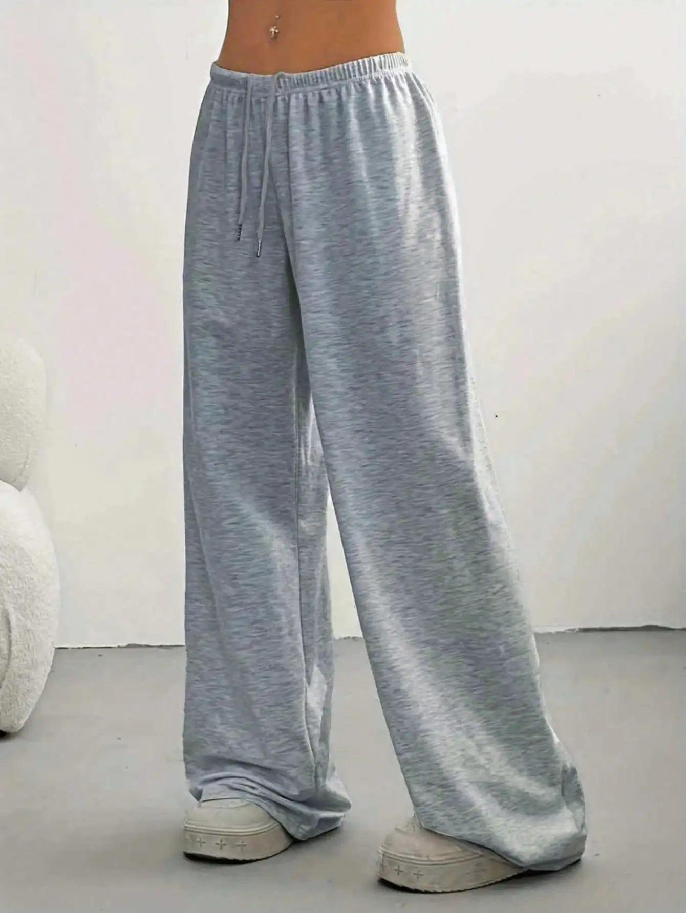 2026 Damen Casual Ganzjahres-Laufhose - Bequeme, lockere, einfarbige Hose mit Kordelzug und elastischem Bund, weites Bein – Detail 4