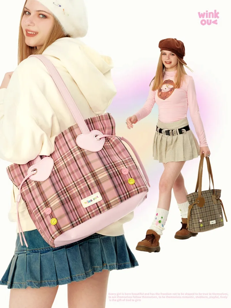 Vintage Teenage Girls Shoulder Bag Autumn High-capacity Canvas Underarm Bag Cute Elegant Cute Candy Color Totes Bolsa Mujer