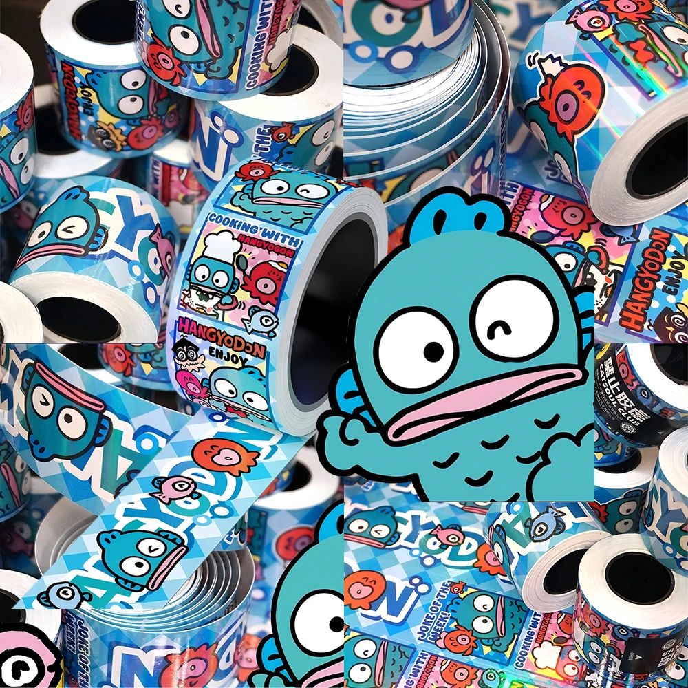 

5Meters/Roll Kawaii Ugly Fish Hanton Reward Tape Stickers Cute Sanrio Anime Decals Toy DIY PVC Laptop Kid Party Decoration Gifts