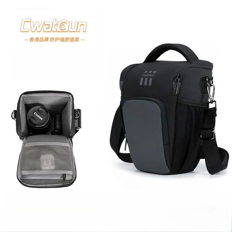 Сумка-слинг для камеры Cwatcun, легкая портативная многофункциональная кожаная сумка беззеркальной зеркальной фотокамеры, сумка через плечо для фотосъемки