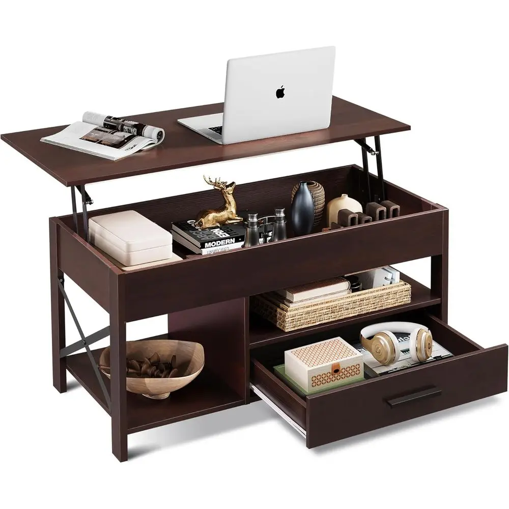

Lit Top Coee Table, 39" Coee Table with Storage Ders, Hidden Comparent, Wooden Lit Tabletop Center Table or Living Room, Home, R