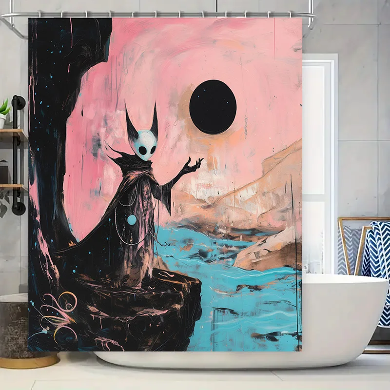 

Стильная розовая занавеска для душа Moonlit Art для современных ванных комнат. Идеальные декоративные аксессуары для ванной комнаты в стиле голубого океана и воды.