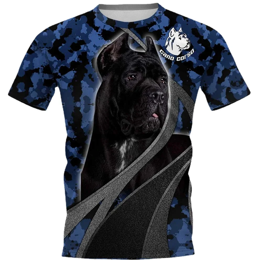 Camisetas HX Cane Corso, camisetas con estampado 3D de camuflaje y cinta plateada Shi Tzu, camisetas estampadas de animales a la moda para perros, ropa informal Harajuku