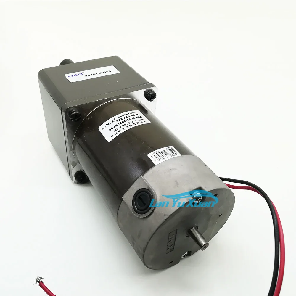 Linix 80W DC Gear Motor 85ZY24-80-B/90JB120G1538-BM 15mm Double shaft motor