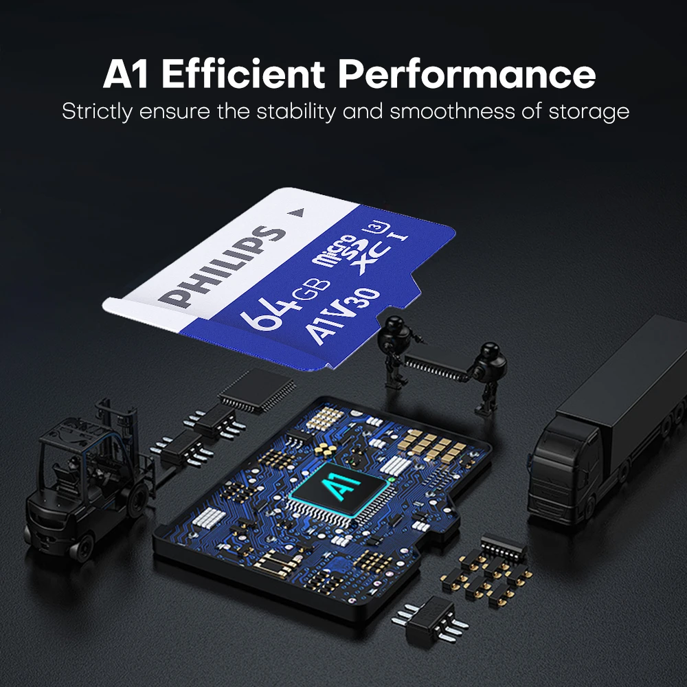PHILIPS High Quality Memory Card 128GB 64GB Micro SD Cards	100Mb/s High Speed SDXC A1 V30 U3 TF Card For Tachograph Dron Phone