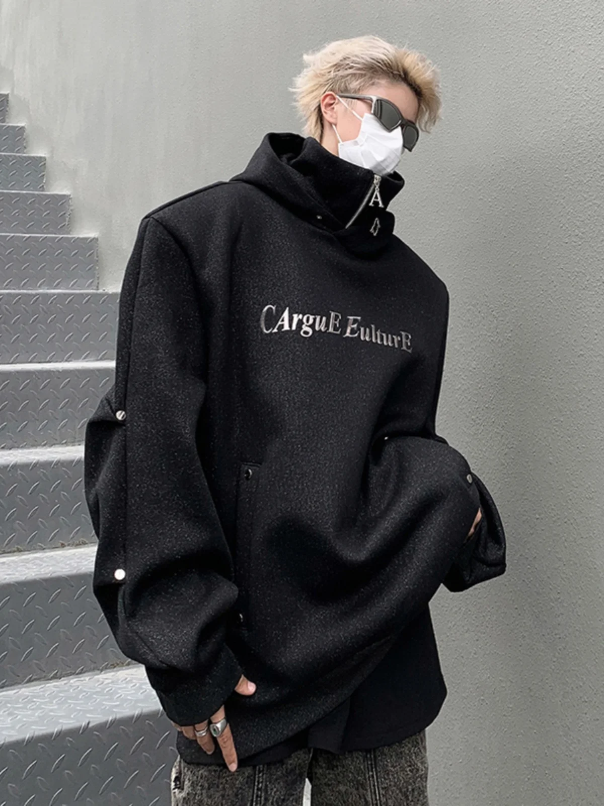 

Мужская удлиненная толстовка-худи American High Street с высоким воротником и утепленными плечами, модель Haome Advanced Feeling, Cleanfit Jaet