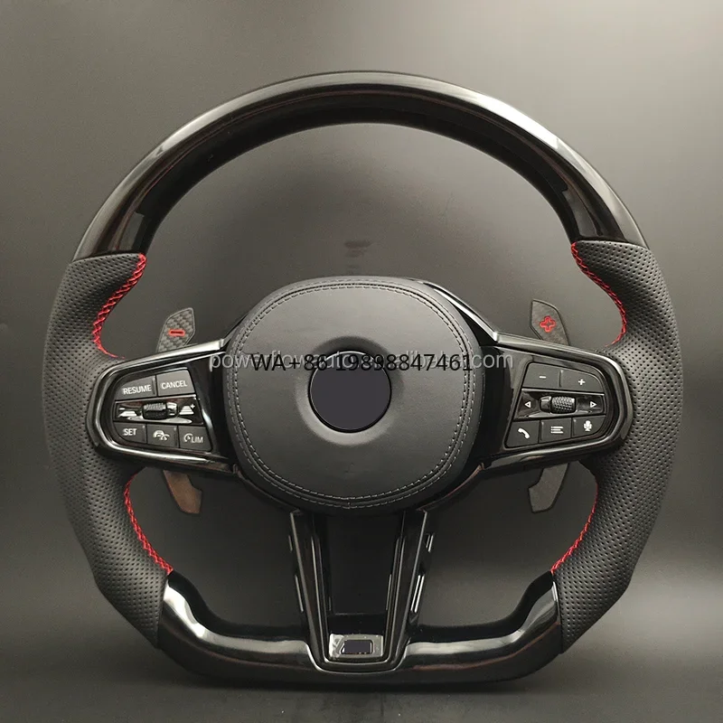 

LCI Style Piano Black Top Bottom Leather Steering Wheel for 7 Series G11 G12 X5 G05 G06 M4 G82 G30 G31 G32 G22 M5 F90 X3M F97
