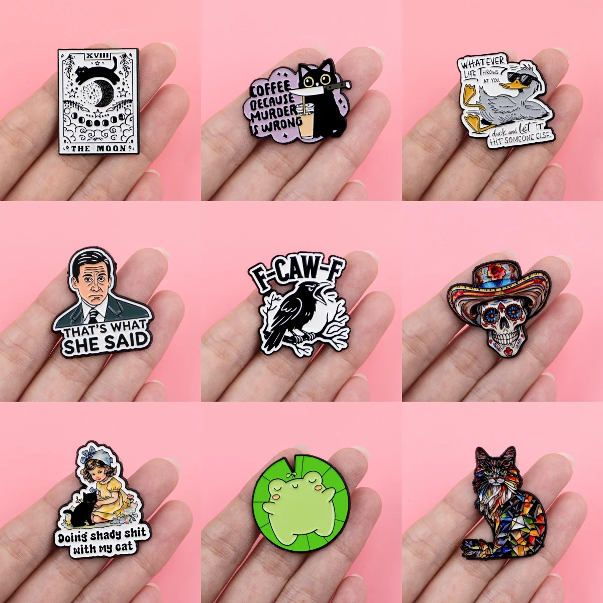 Cartoon Cat Enamel Pins Office Quotes Brooches Badge Lapel Pin For Backpack Clothes Accessories Creative Jewelry Birthday Gifts