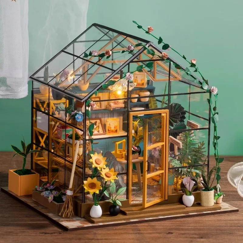 

Handmade flower house, three-dimensional puzzle house, assembled model