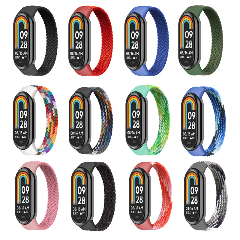 Trançado Solo Loop para Xiaomi Mi Band, Pulseiras de Nylon Elásticas, Pulseira Correa de Substituição para Miband 8 NFC, Correia Acessórios